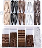 300pcs Bobby Pins Hair Pins Kit, 100 Hair Pins for Women 100 Bobby Pins Brown Hair and 100 Hair Bands, 50Pcs Snap Hair Clips,2 Inch Hair Barrettes Hair Clips For Women,