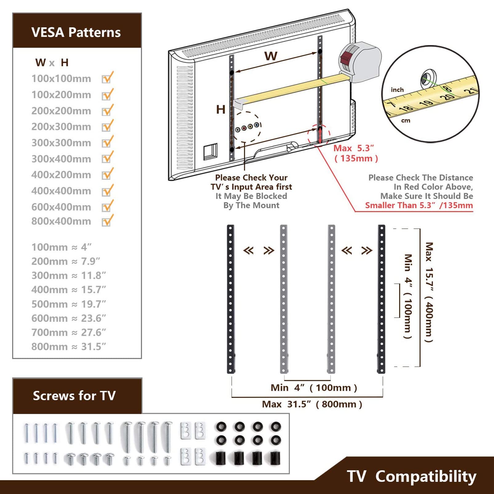 Supporto TV di Ricambio con Gambe Regolabili in Altezza - Base Universale per Supporto TV da Tavolo per la Maggior Parte dei televisori LCD LED al Plasma da 40, 42, 47, 50 e 55 Pollici, Supporta
