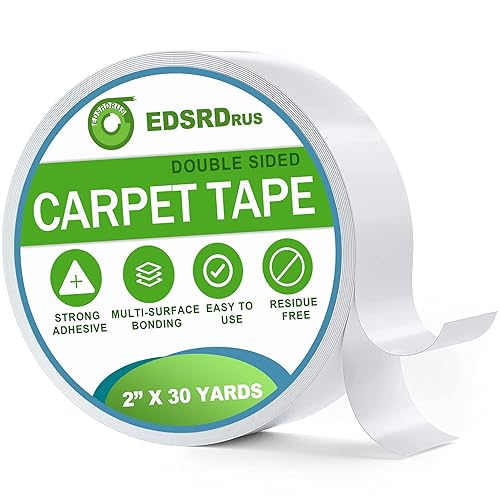EDSRDRUS Cinta adhesiva de doble cara de 2 pulgadas x 90 pies, resistente para alfombras de área, varios tamaños, cinta adhesiva para alfombras a