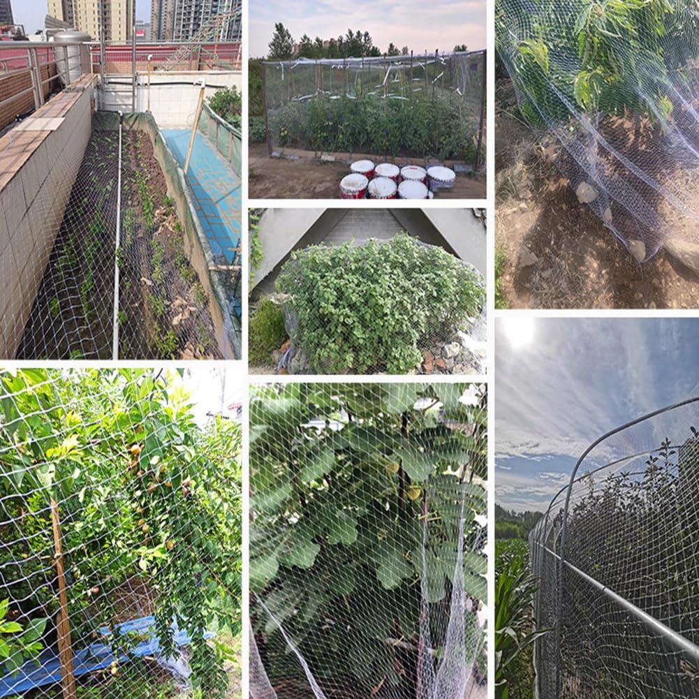 Rete Antigrandine Bianca per Orto 6x10 8x10 10x10, Telo Antigrandine in HDPE con Maglia da 5 mm - Resistenza Allo Strappo per Protezione di Auto, Frutta e Verdura(10 x 10 m/32.8 x 32.8 ft)