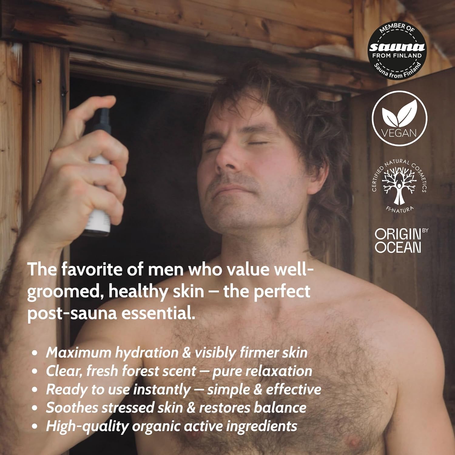 Sauna Serum Mist – Spray viso dopo la sauna con OCEANBOOST™ & collagene Booster – Idratante, rinfrescante e ad assorbimento rapido – Cura della pelle vegana