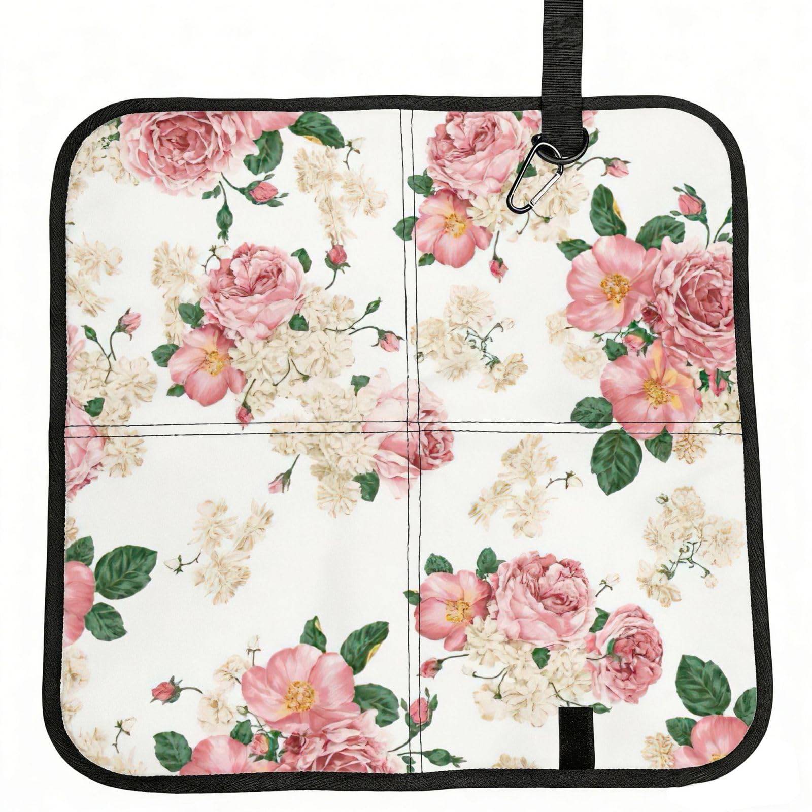 bghdfa Rose Flower With Leaves Print Outdoor Sitting Mat Waterproof Oxford Cloth Seat Cushion Folding Foam Camping Seat For Picnic