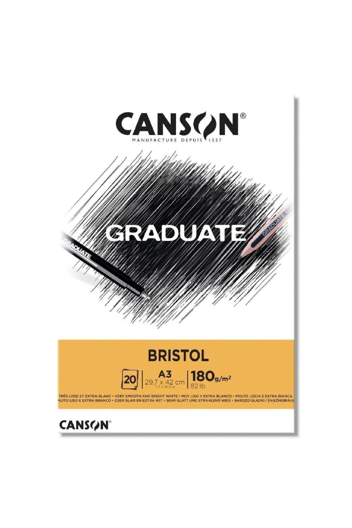Lot de 5 Bloc 20 feuilles Canson® Graduate Bristol A3 180g/m², très lisse blanc