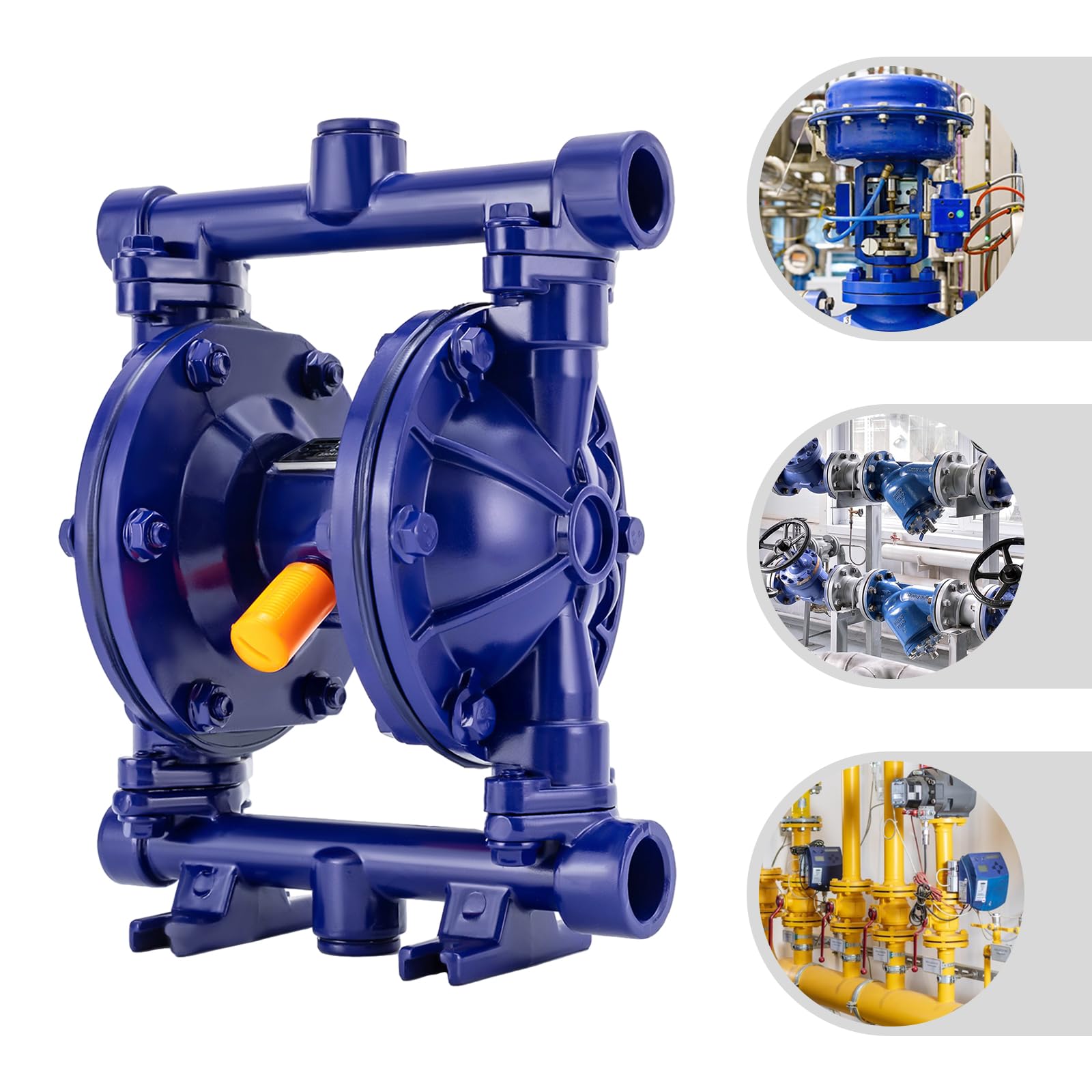 Druckluft Doppelmembranpumpe, 1/2 Zoll Einlass und Auslass, Edelstahlgehäuse, 115 PSI, für Erdöl, Diesel, Öl und Flüssigkeiten