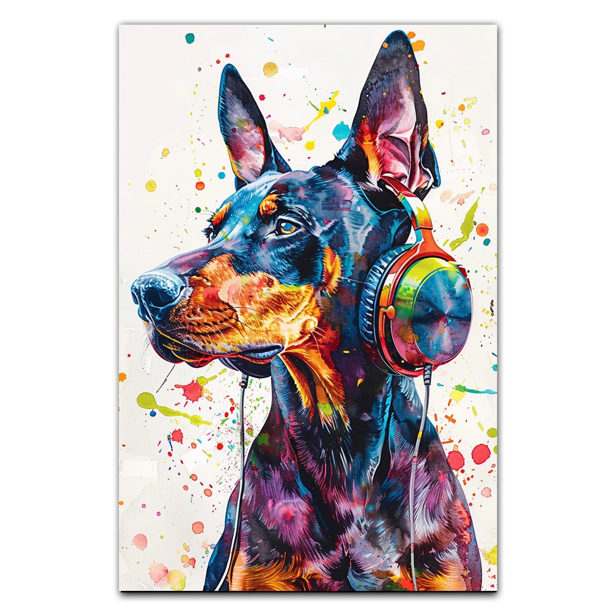 Amazon.com: Hudo Doberman Pinscher Dog Canvas Wall Art Music Decor