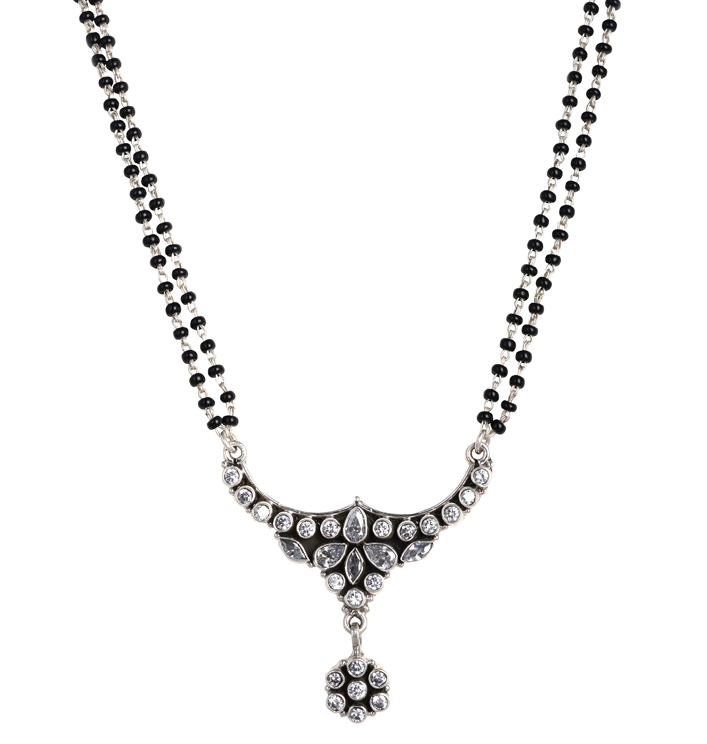 Shyle 925 Sterling Silver Mangalsutra/Necklace,Adya Jadau Fine Mangalsutra,Well Stamped With 925,Handcrafted Oxidized Silver Mangalsutra Necklace, Gift For Her For Womens (B0BM4JPS79) Amazon Price History, Amazon Price Tracker