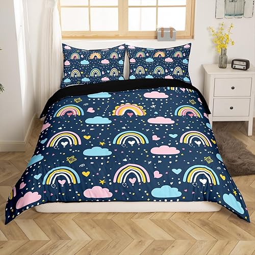 Vista 35 de Erosebridal Juego de ropa de cama Kawaii de sushi colorido, estilo japonés de dibujos animados, funda de edredón con temática alimentaria para Multi