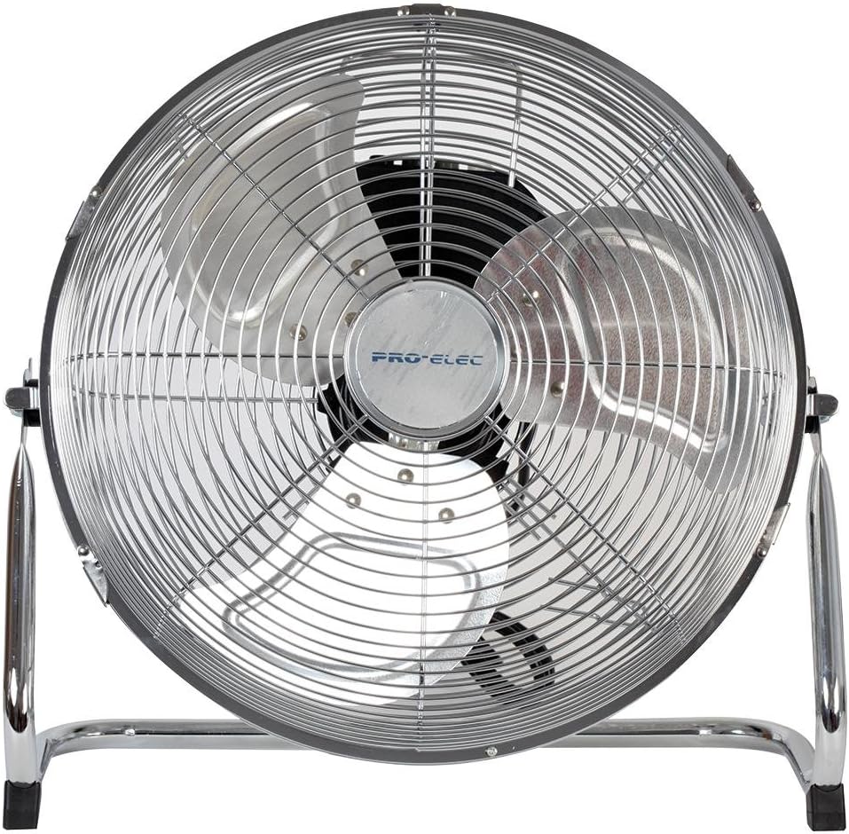 Powerstar Commercial Portable High Velocity Air Circulation Floor Gym Fan 20" / 50CM - 3 Speed Tilting Chrome Finish Ideal for home office workshop garage (20 Inches)