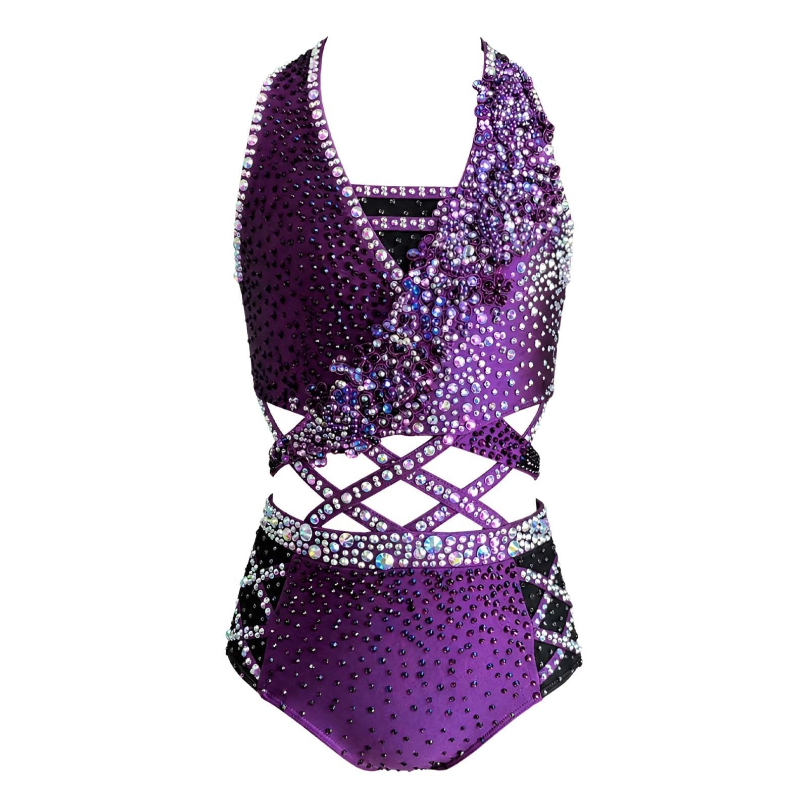 Strój do Tańca Lirycznego Damski Spandex Cyrkonie na Zawody i Scenę