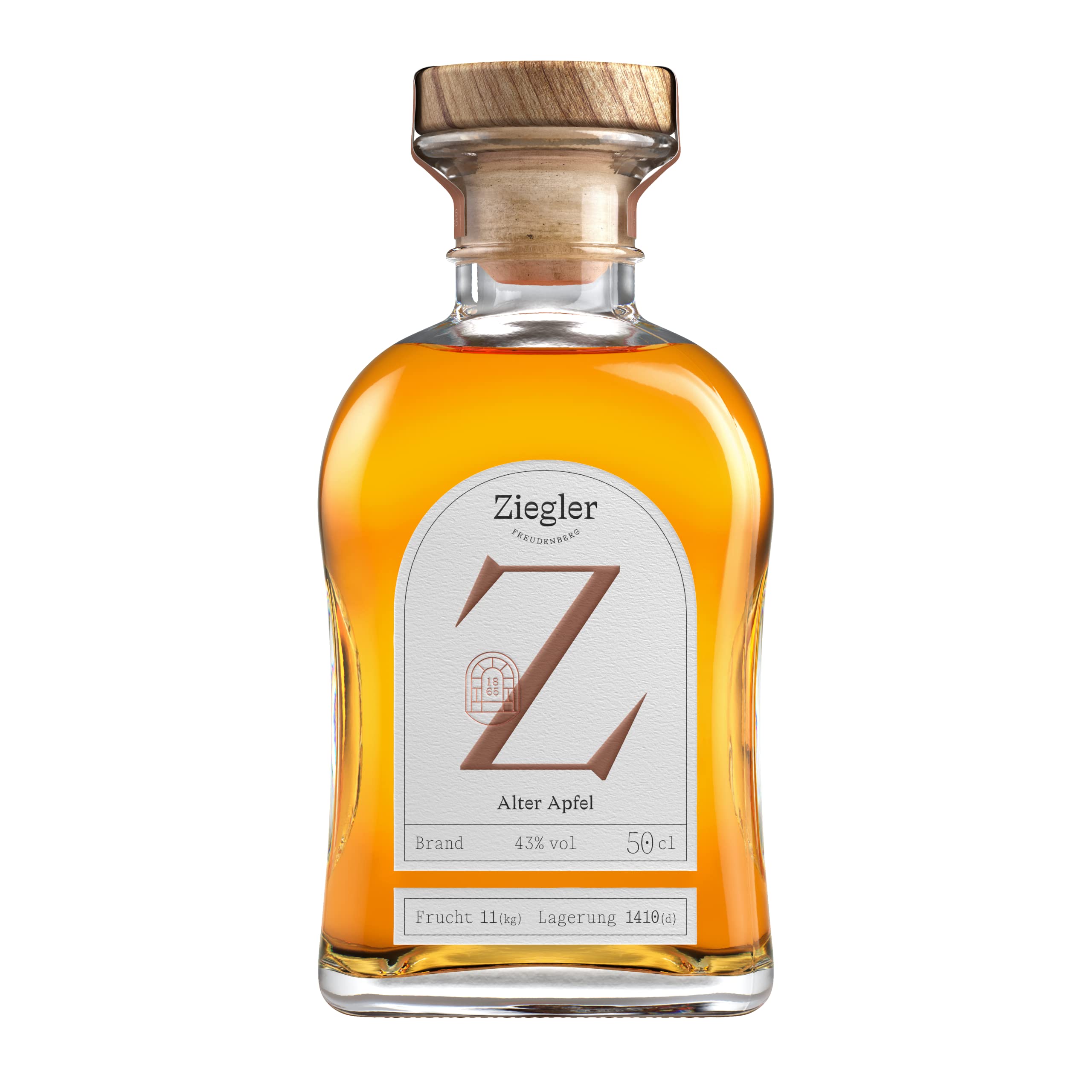Ziegler Alter Apfel Obstbrand 43% (1x 0,5l) - Edler Apfelbrand mit feinen Holz- und Karamellnoten