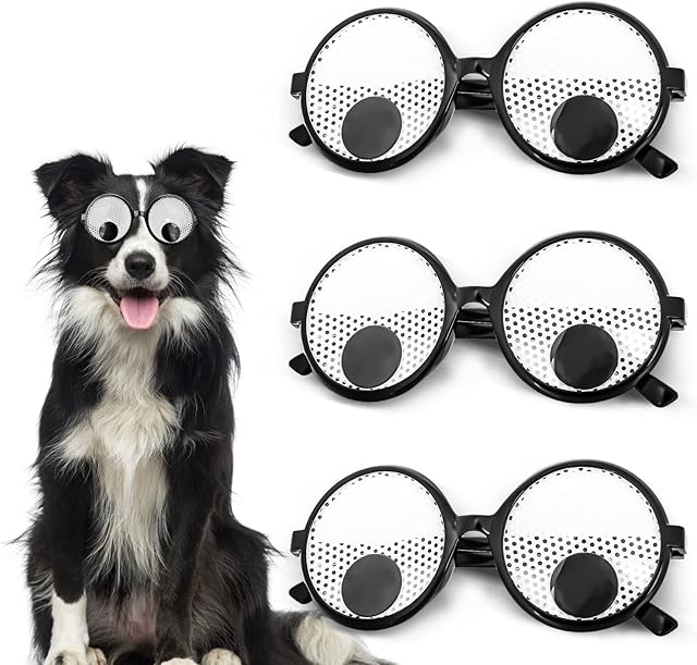 Abeillo 3 Pieces Googly Eyes Glasses Funny Shaking Eyes Glasses Giant Googly Eyewear Pranks Prop Funny Costume Accessories for Halloween Adults Kids Party Favors
