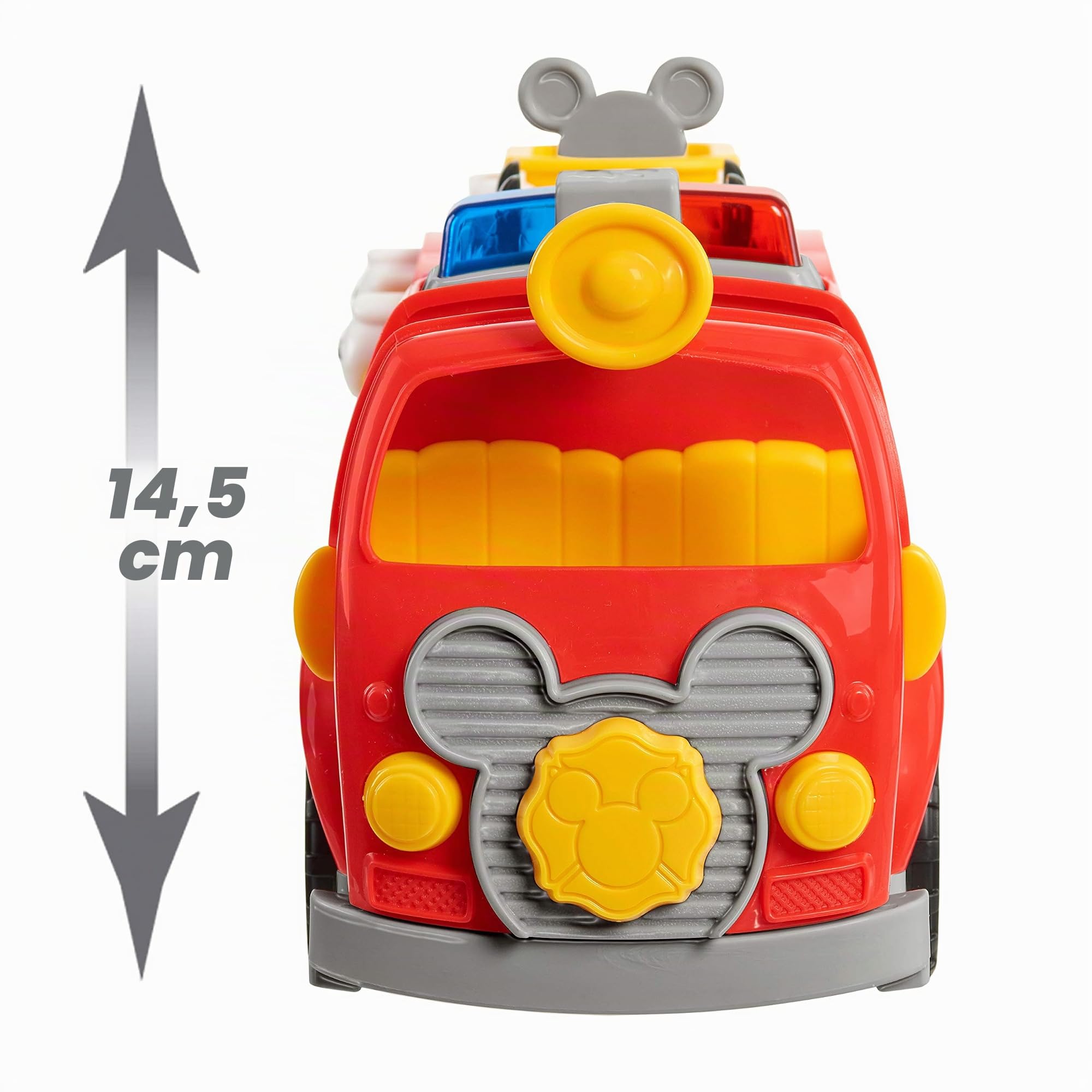 Just Play Mickey Mouse de Disney, camión de Bomberos de Mickey, colección temática de Figura y vehículo con Luces y Sonidos, Juguetes para niños a Partir de 3 años