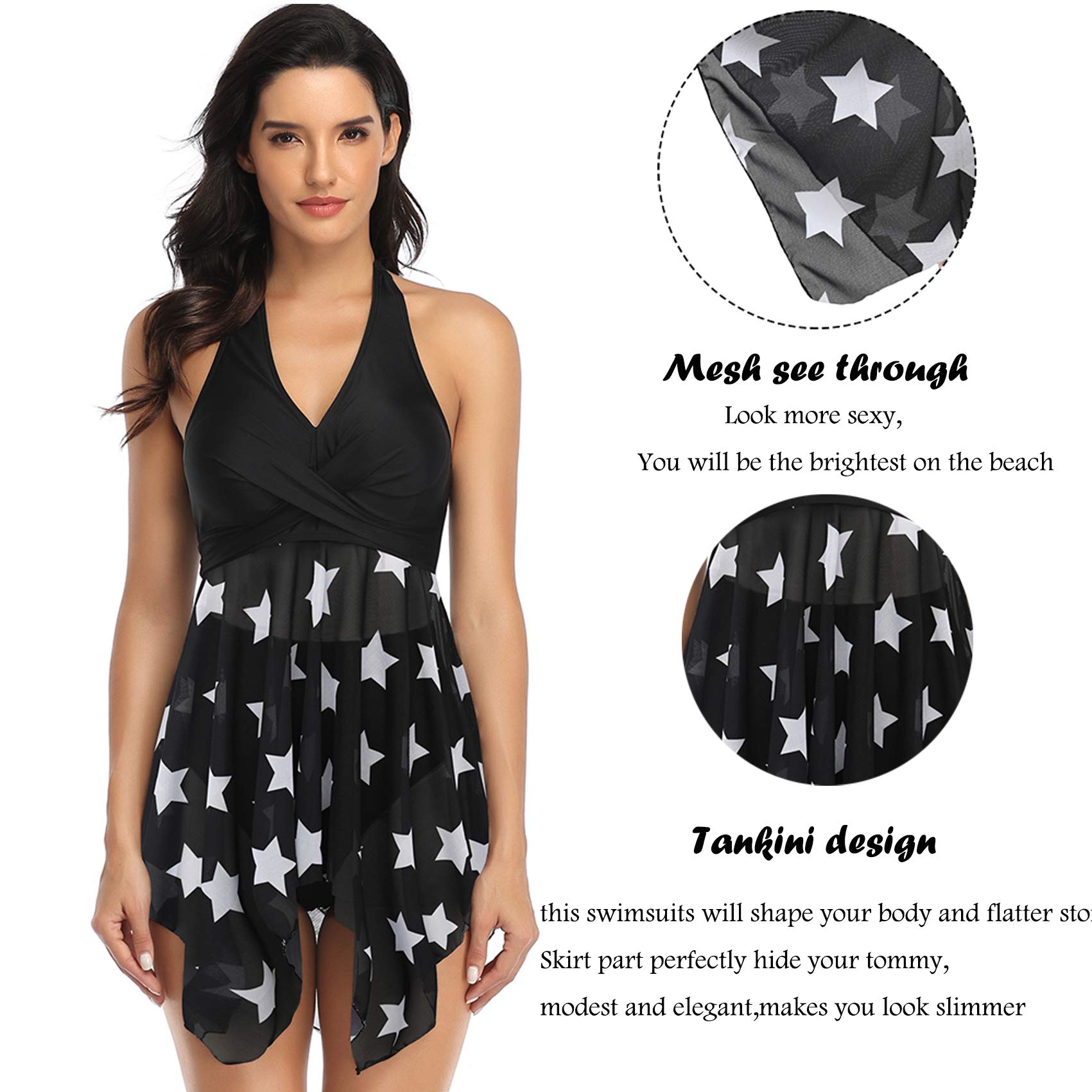 Donne Costume da Bagno Tankini Gonna Bikini Set Beachwear Push Up Halter Swimsuit da Mare Spiaggia Piscina