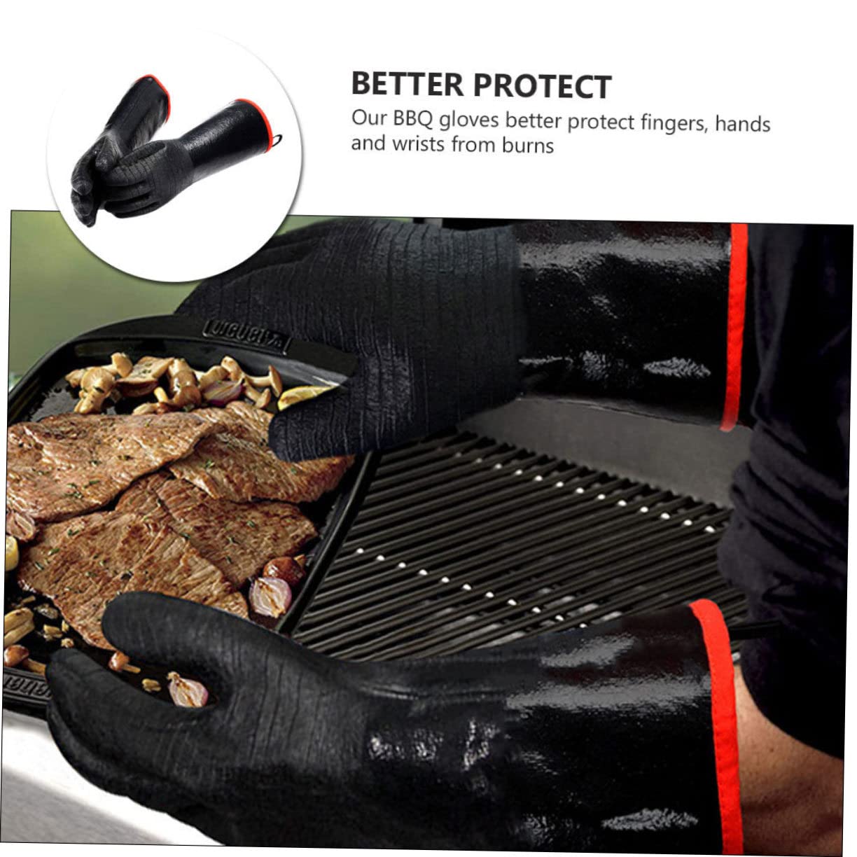 Guantes De Cocina Resistentes Al Calor Agua De Neopreno, Impermeables y Aislantes Térmicos para Barbacoa y Horno, Protección Manos Reutilizables, Negro