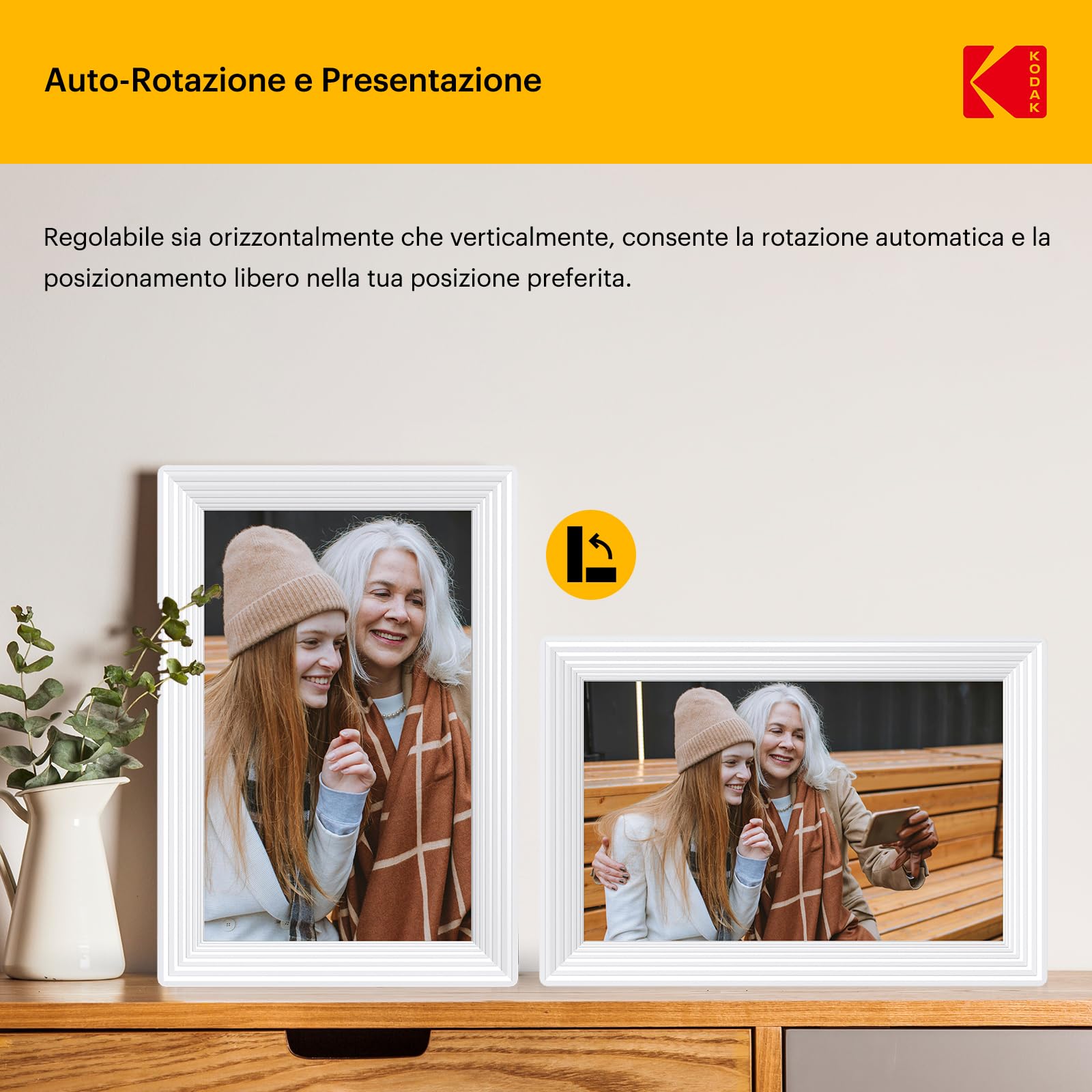KODAK 10,1 Pollici Cornice Digitale WiFi 32GB Touch Rotazione Automatica