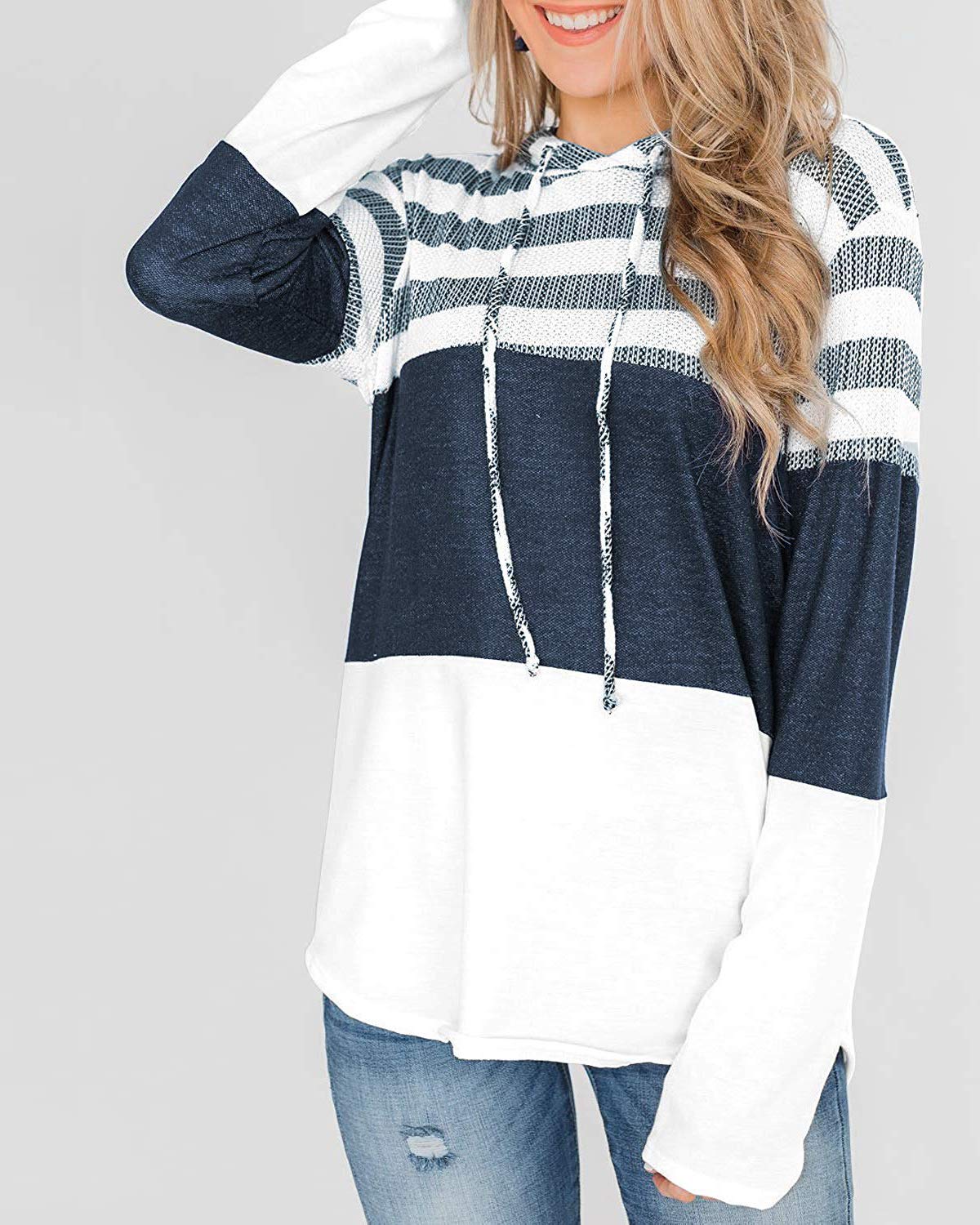 ABYOVRT Donna Felpa con Cappuccio Maniche Lunghe Stampa Floreale Camicette Patchwork Tops Pullover Maglietta