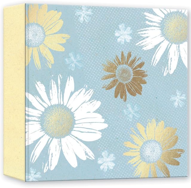 QDS 4" x 6" Photo Album Daisy Floral Design Memo Slip in Pockets Holds 200 Photographs Family Holiday Scrapbook