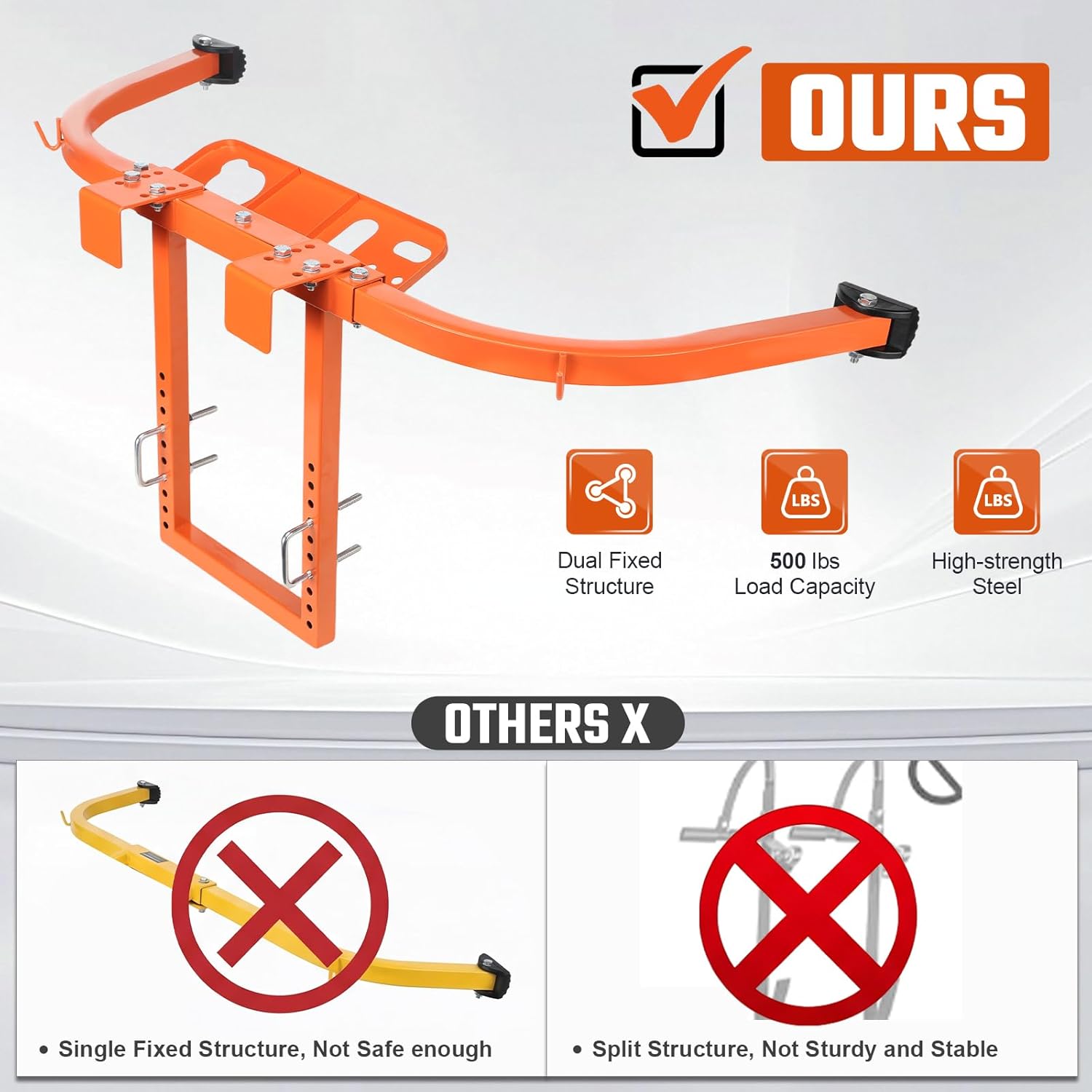 Ladder Stabilizer with Tool Tray & Hook, Heavy Duty Steel Extension Ladder Stabilizer for Roof Gutter/Wall, Stable Ladder Standoff with Wing Span and Non-Slip Rubber Feet, Ladder Accessories