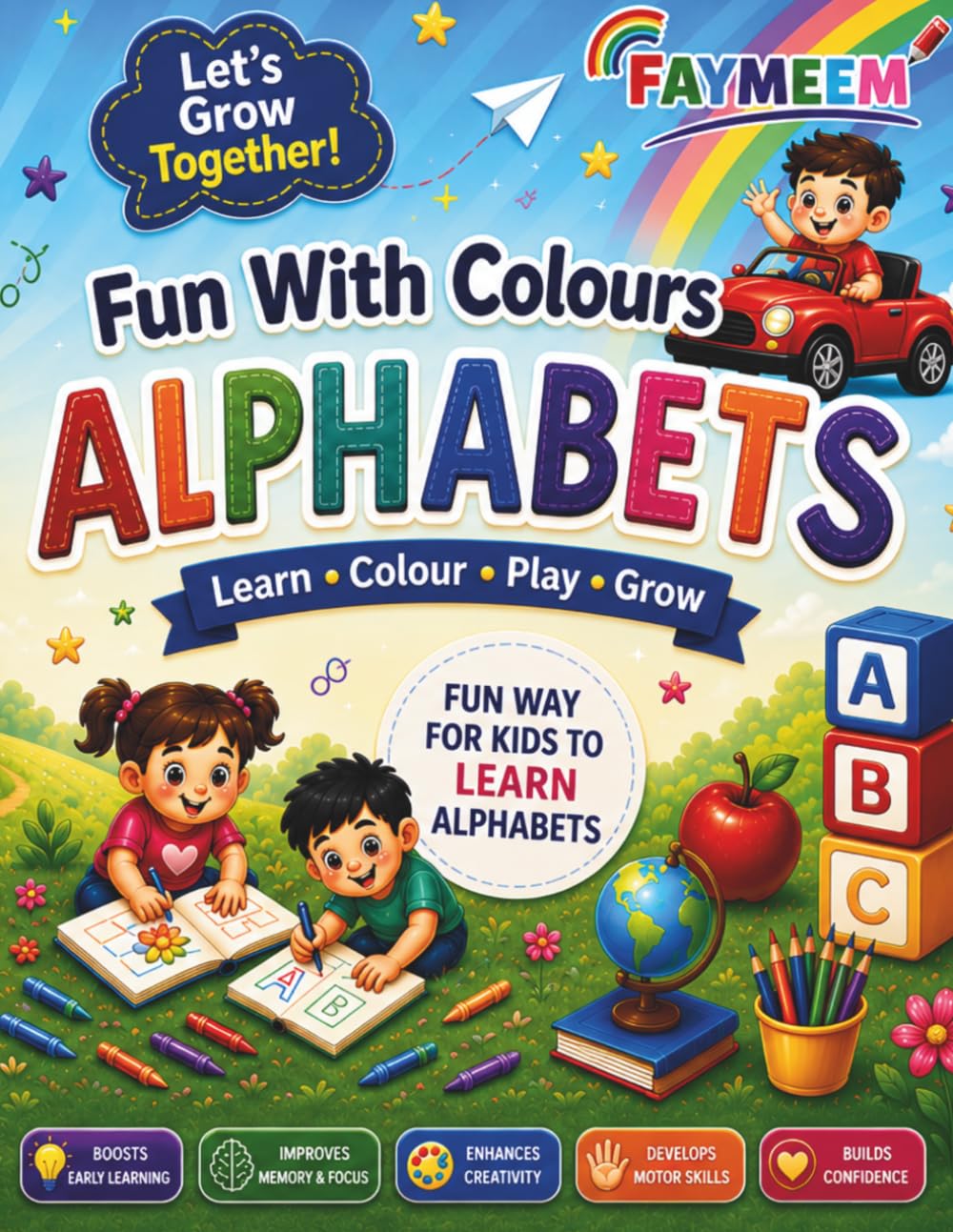 Fun With Colours – Alphabets: ABC Tracing & Coloring Book for Kids | Learn Letters, Words & Fun Objects (A–Z Practice Workbook Ages 3–6)