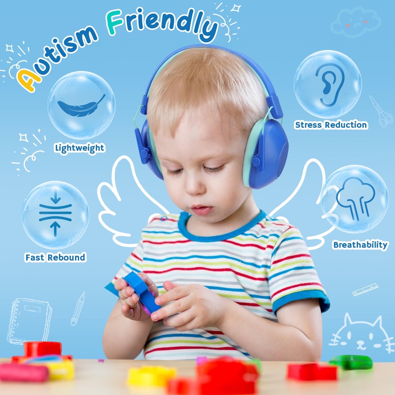 Kalence Kids Ear Defenders, SNR 29dB Ear Defenders Children have Sensory Lssue - Image 3