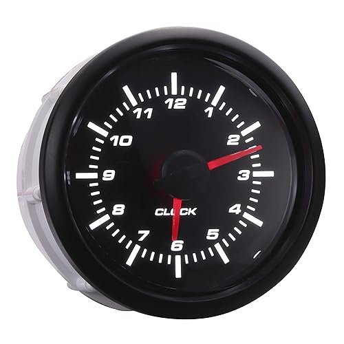 MOTOR METER RACING Medidor de reloj, 2.047in con aguja roja, retroiluminación LED blanca de 12 V, esfera negra, para coche y camión