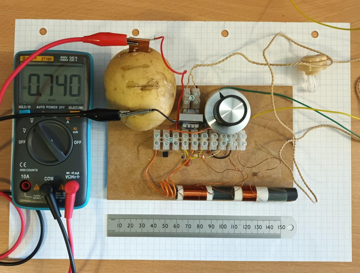 Crystal Set Radio Kit of Electronic Parts with Added Single Transistor Option