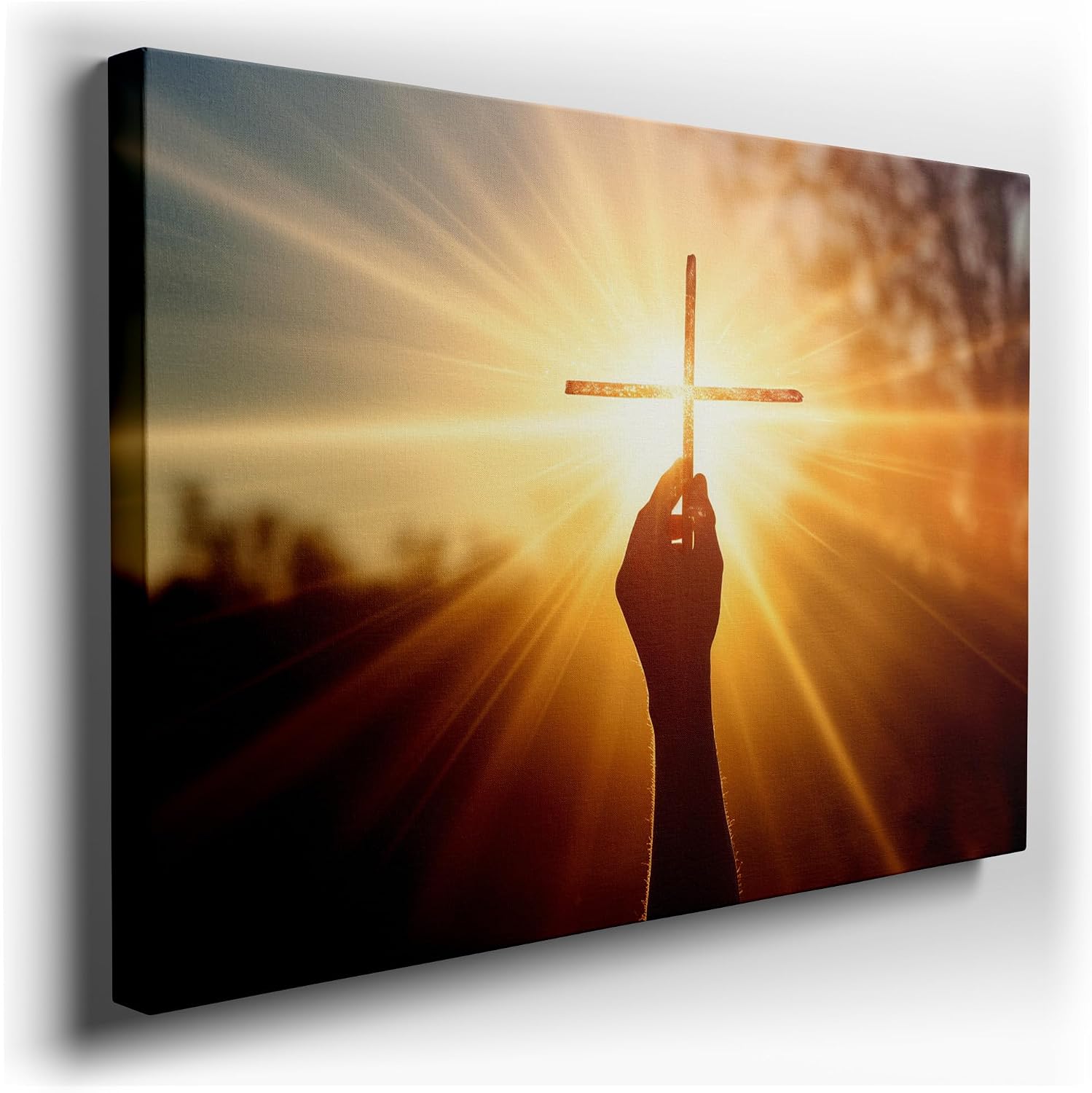 Canvas for Living room. Embracing Serenity - A Surreal Interplay of Faith and Light, 27 x 18 inch Canvas Wall Art - Contemporary Masterpieces - Spiritual Home Decor - 69x46 cm (27x18 inch)