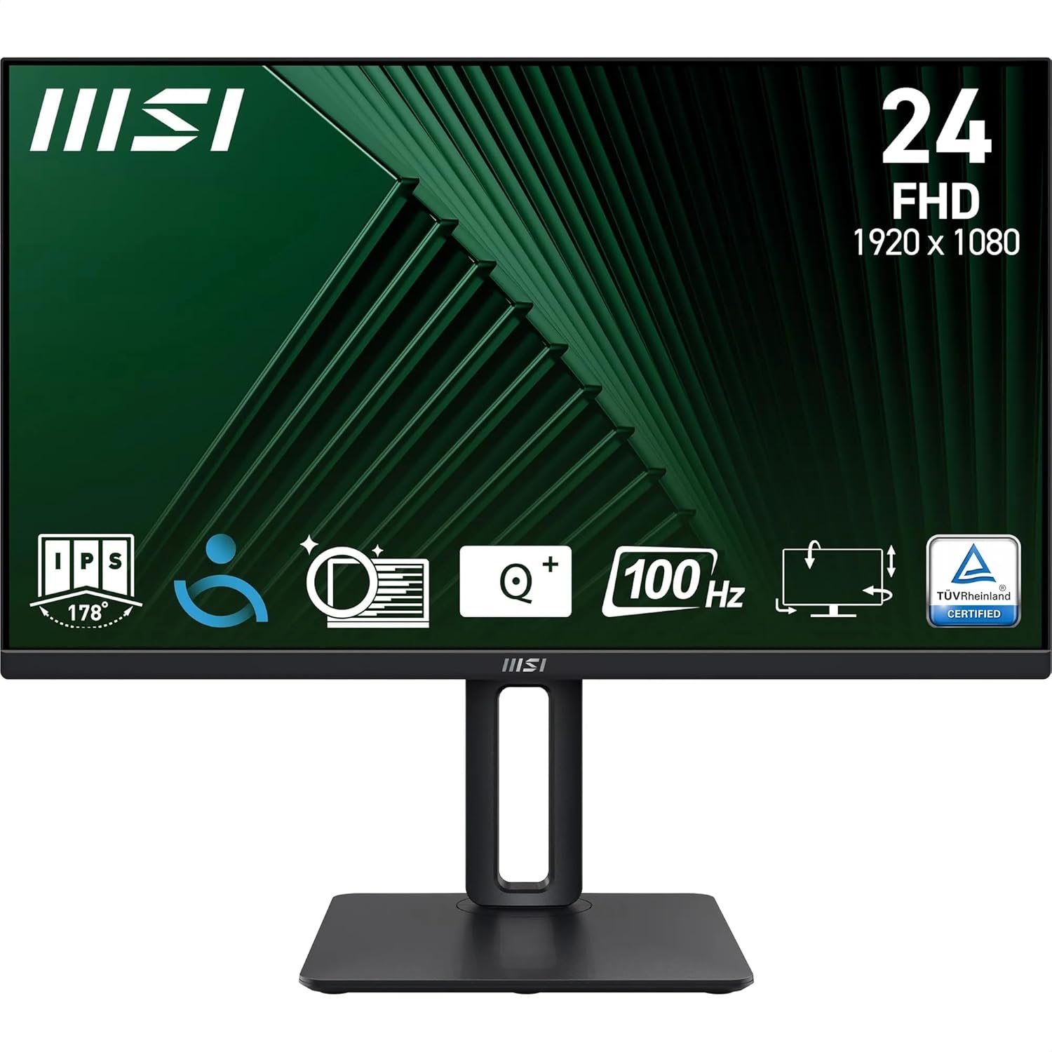 Monitor FHD msi PRO MP245PG da 23,8″ – Pannello IPS 1920 x 1080, 100 Hz, schermo Eye-Friendly, compatibile con montaggio VESA, kit di supporto display, regolabile in 4 direzioni – HDMI 1.4, DisplayPort 1.2
