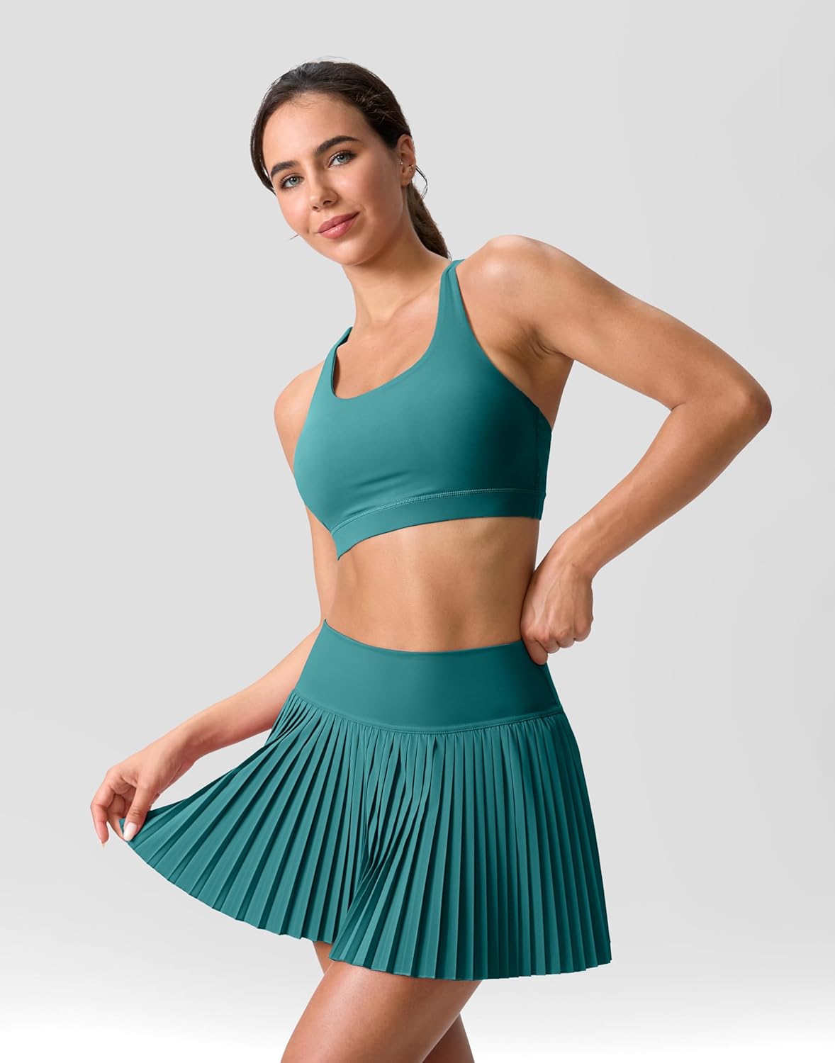 SANTINY Pleated Tennis Skirt for Women with Pockets Shorts Women's High Waisted Lightweight Athletic Golf Skorts Skirts - Image 4