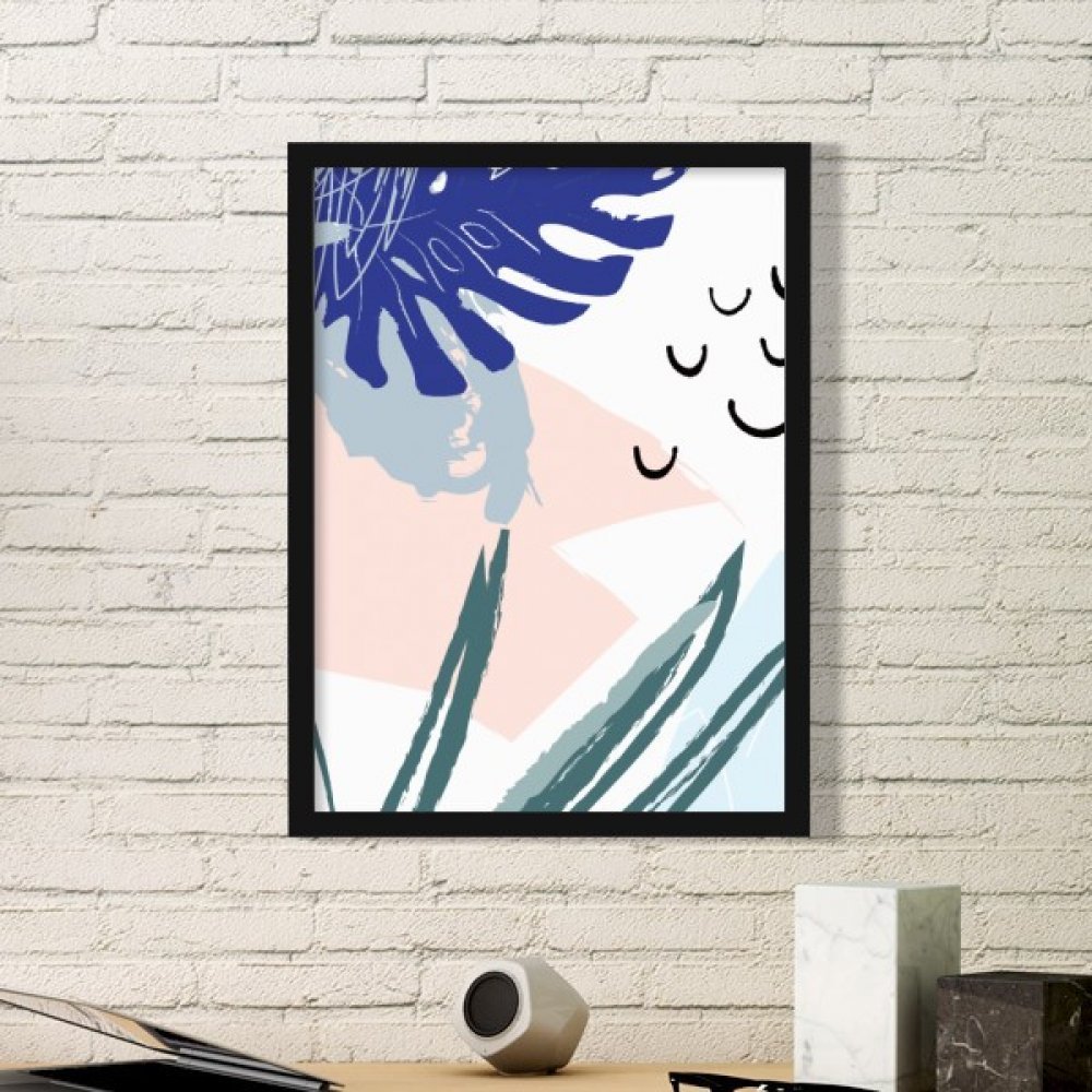 Cadre photo en bois motif plantes art pour decoration murale salon rectangle noir