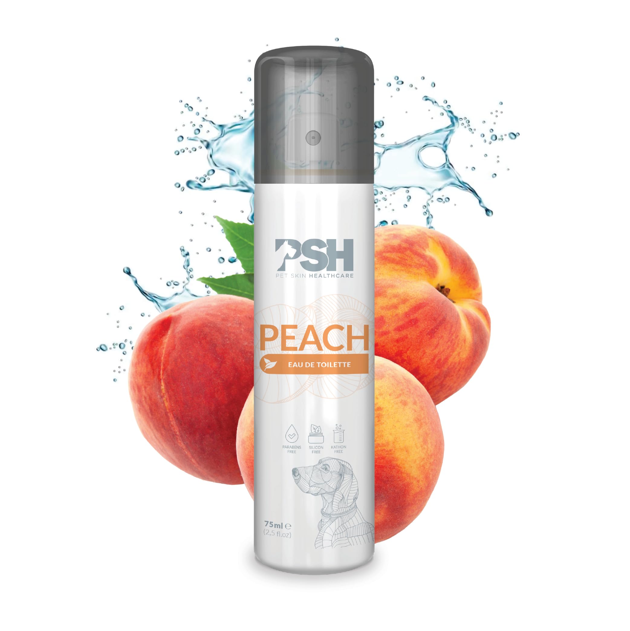 PSH Peach - Eau de Toilettes Frutales - Agua de Colonia para Perros Fragancia a Melocotón sin Alcohol - 75 ml