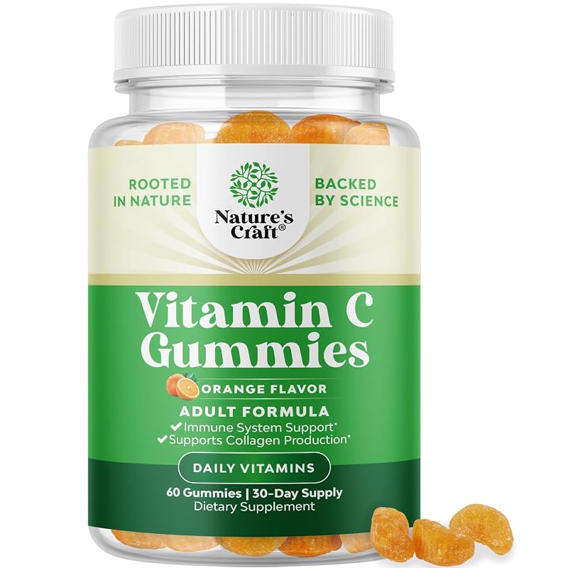 Natures Craft Gomas de vitamina C para adultos com ácido ascórbico, 250 mg por porção, 60 gomas