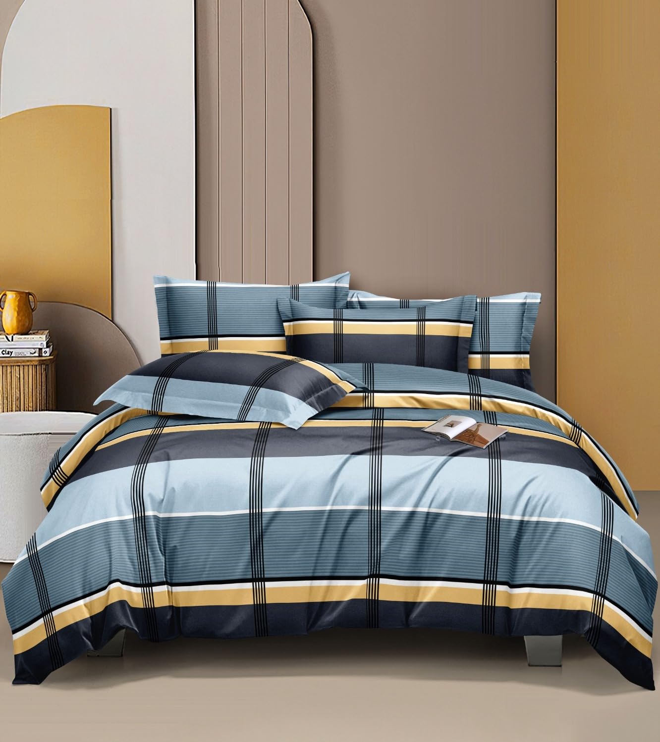 DECOR2ADMIRE 300 TC Soft Glace Cotton Queen Size Abstract Printed Premium Double Bedsheet with Two King Size Pillow Covers for Home 90 Inches x 100 Inches (Blue Multi Printed) (B0DG6SGLXR) Amazon Price History, Amazon Price Tracker