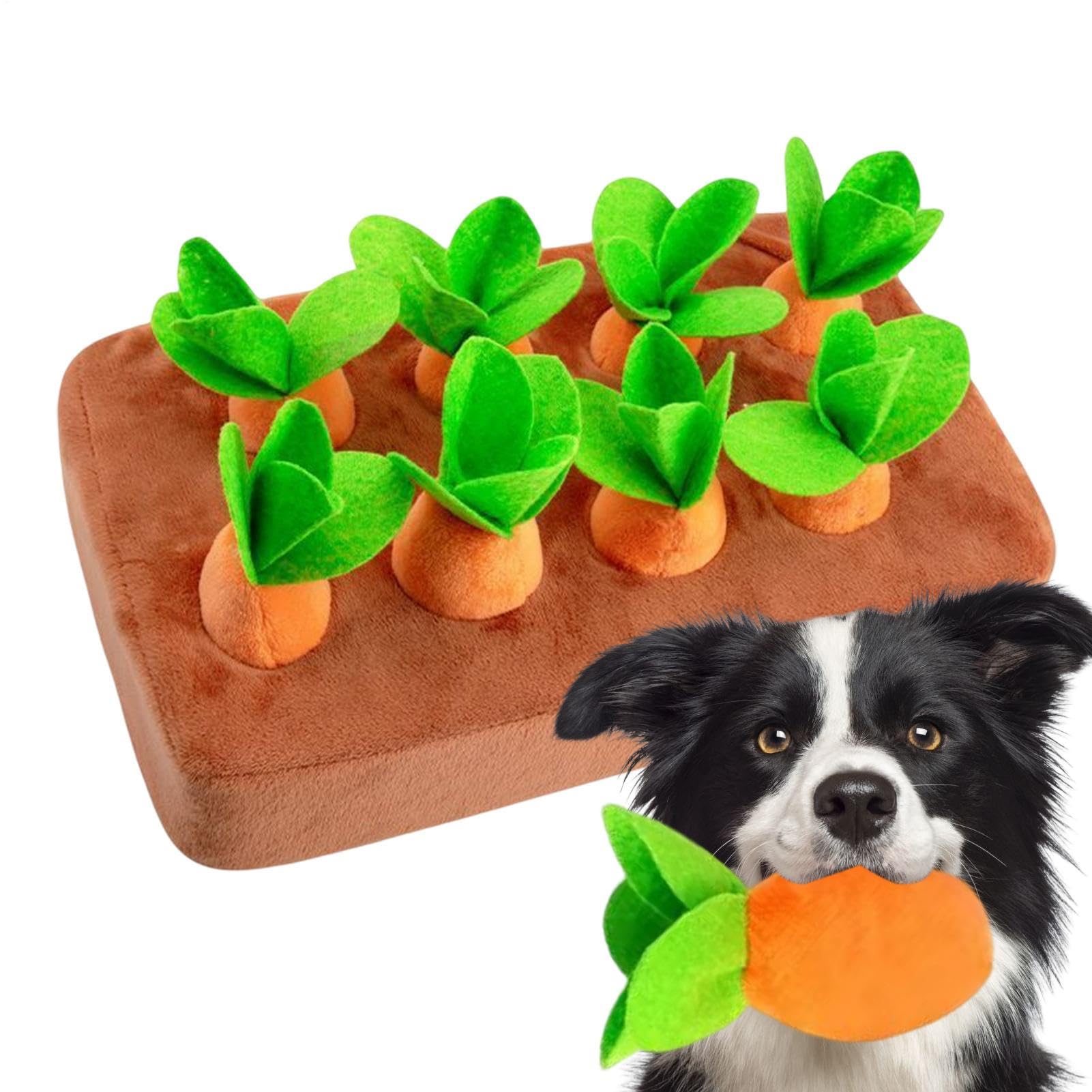 Hide-And-Seek Plush Dog Toys, Pet Interaction Sniffing Mat, Stuffed Carrot Plush Puzzle Toy Vegetable Chew Toy For Aggressive Chewers, Dogs