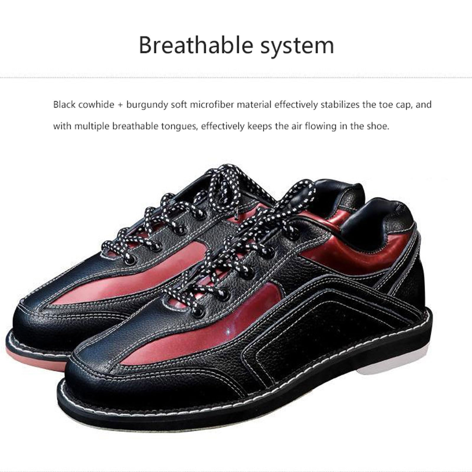 Hommes Chaussures De Bowling,Chaussures de Bowling pour Femme,Chaussures D'entraînement De Bowling,léger en Cuir véritable Respirant,avec Semelle Interchangeable,pour droitiers et gauchers