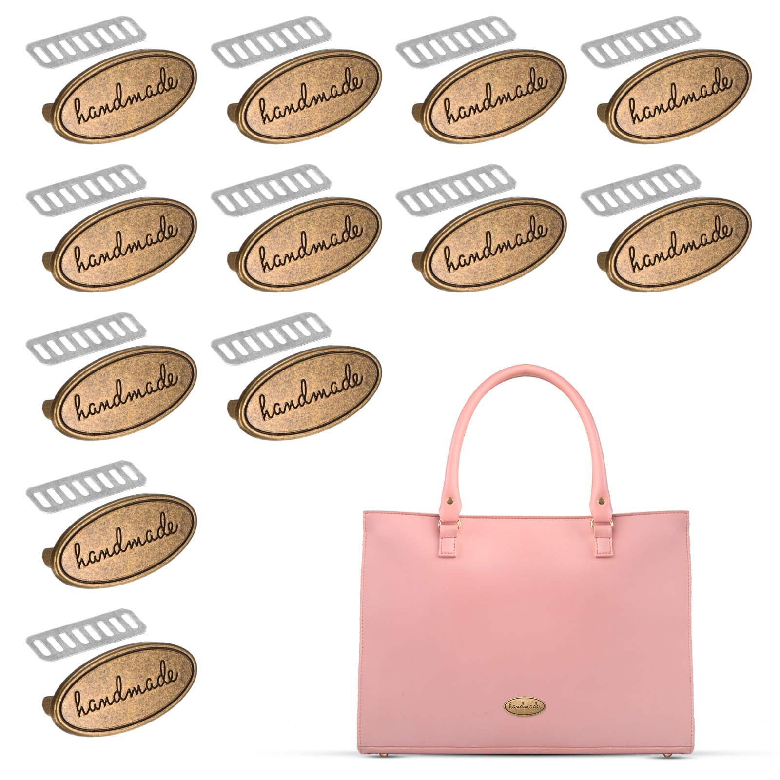 TIXIPEM 12PCS Handmade Oval Tags Label 1.57 x 0.79 in Metal DIY