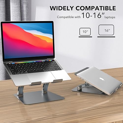 Miniatura 5 de Soporte para laptop, soporte de computadora para escritorio, soporte ergonómico de aluminio para laptop compatible con MacBook, Air, Pro, Dell XPS,