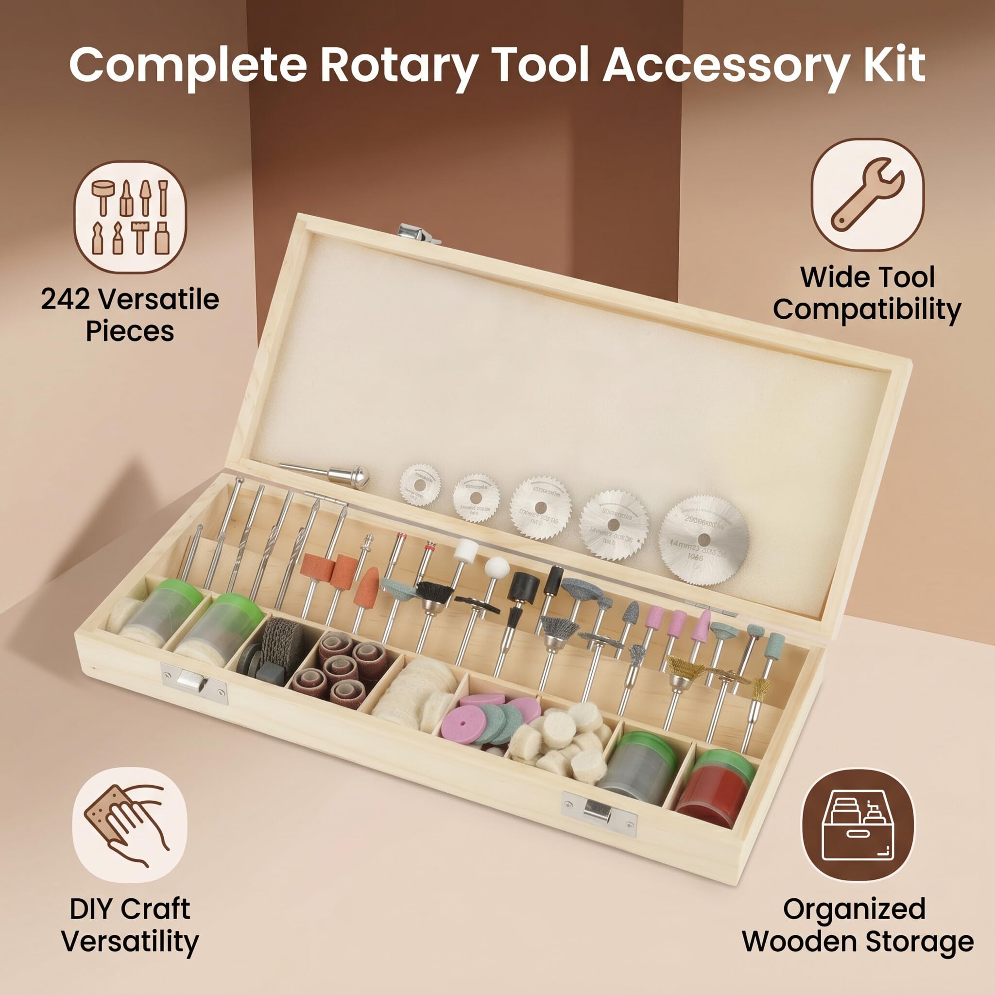 Juego de accesorios para herramientas rotativas, uso doméstico multiusos, herramienta rotativa para manualidades, 1/8 pulg. De diámetro para lijar piedra para madera