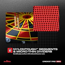 Arachnid Cricket Pro 650 Electronic Dartboard - 15.5 Regulation Size - 33 Games with 303 Variations - 8-Player LED Score Display