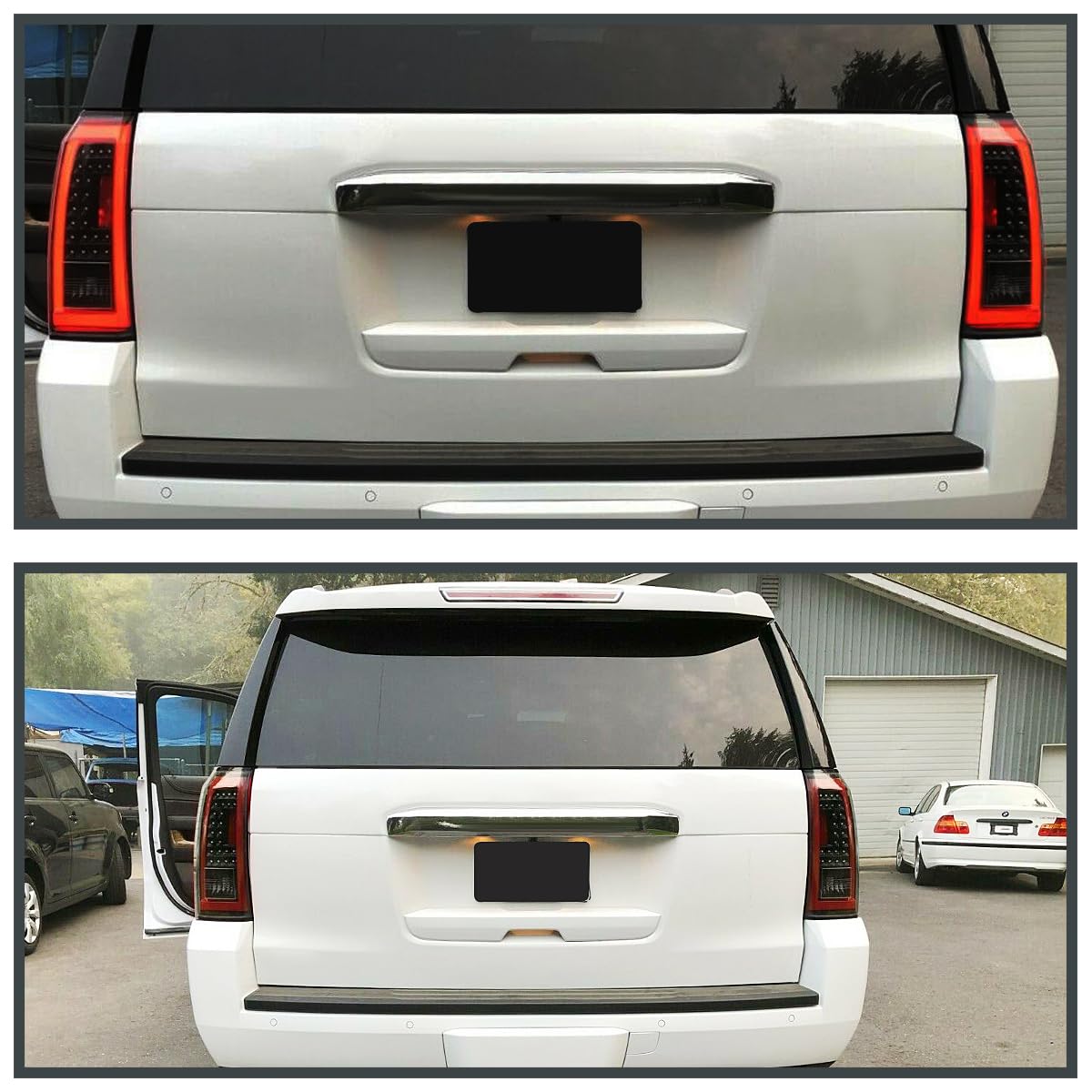 Spec-D Tuning Jet Black Housing Red LED Bar Tail Lights Compatible with 2015-2020 GMC Yukon Denali SLE SLT, 2015-2020 GMC Yukon XL Denali SLE SLT, Left + Right Pair Assembly