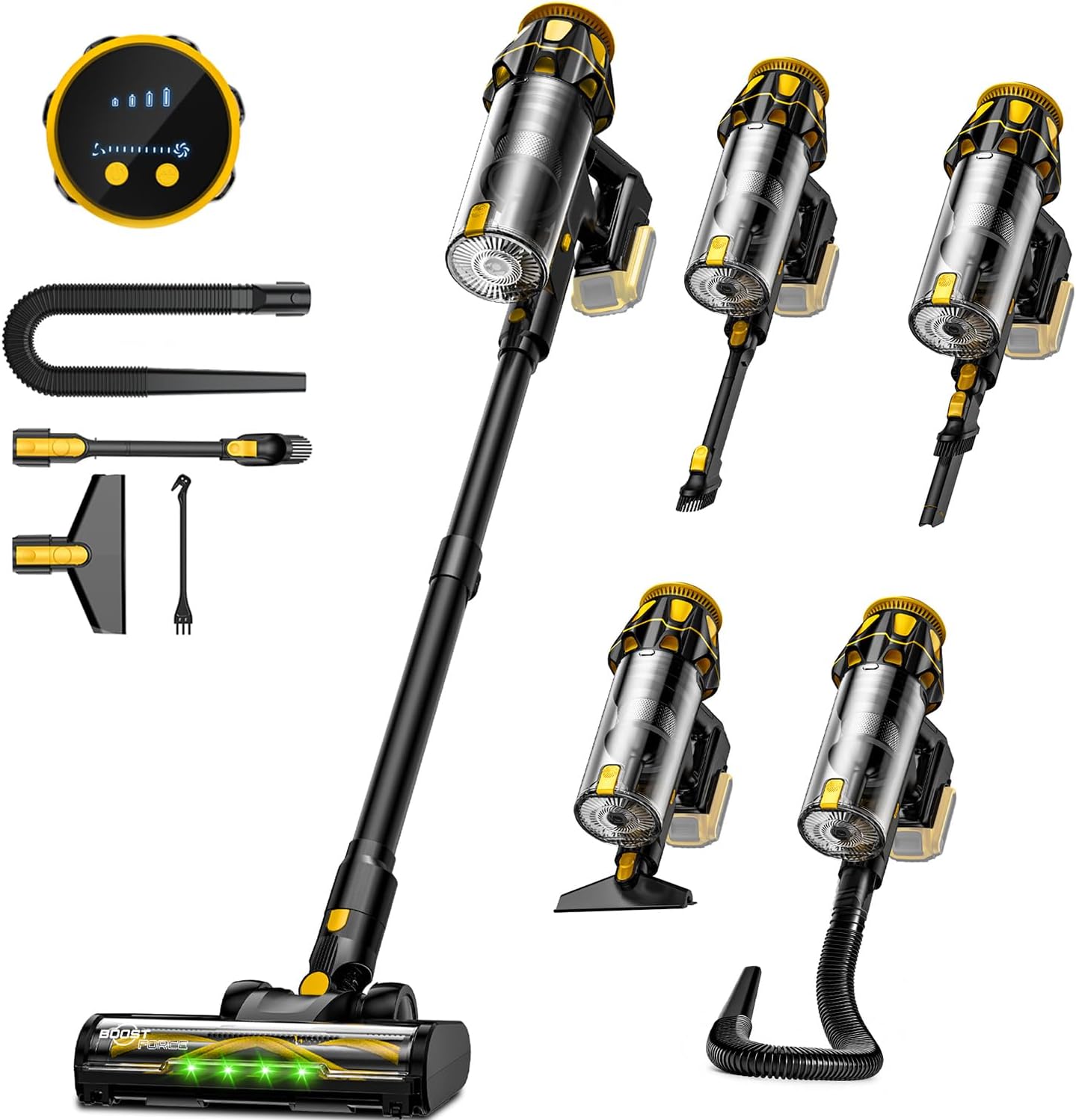 Cordless Vacuum Cleaner for DeWalt 20V Battery,400W Vacuum Cleaners for Home, Self-Standing Stick Vac w/LED Display, Anti-Tangle Lightweight Vacuum for Carpet, Floor, Car(Battery Not Included)