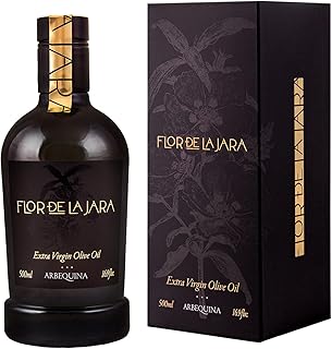 FLOR DE LA JARA Premium Extra Virgin Olive Oil from Spain, First Cold Pressed, Monovarietal Arbequina, Hand-Harvested Olives, Family-Owned Grove, Low Acidity (0.1%), 16.9 fl oz (500ml)