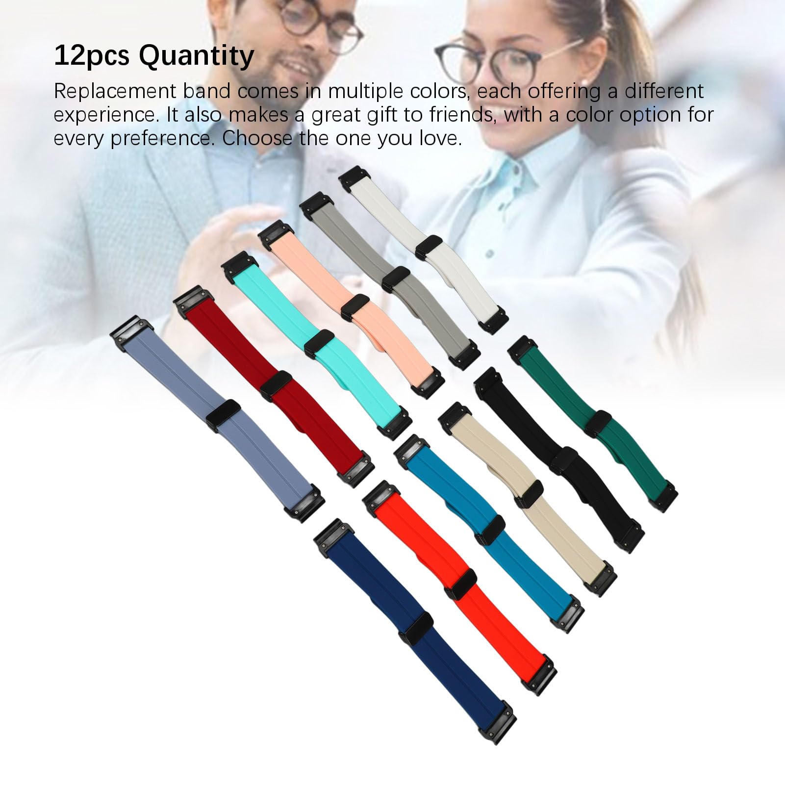 Confezione da 12 cinturini per orologio in silicone, cinturino morbido per orologio da 22 mm, cinturino sportivo di ricambio per smartwatch con chiusura magnetica, cinturino