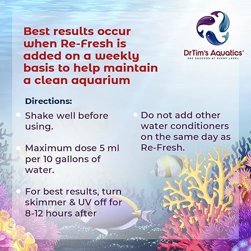 Miniatura 4 de DrTim's Aquatics Re-Fresh para acuarios de arrecife  100% natural desinfectante y revitalizador para peceras solución acondicionadora agua fresca,