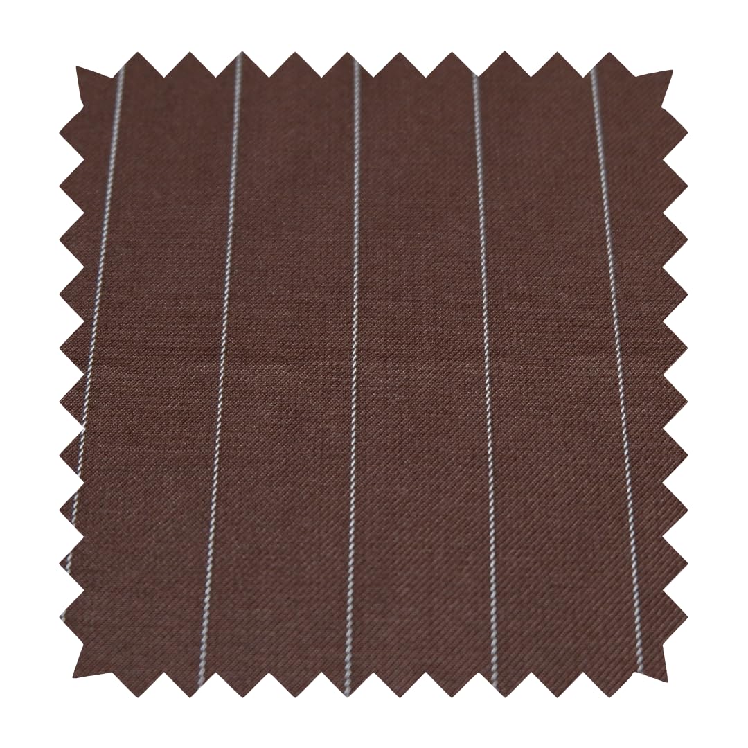 canetti italy Unstitched Coffee Brown Striped Suiting Fabric – Ideal for Custom Tailored Suits – 2 Ply Luxury Poly Rayon Fabric - Sophisticated Finish-picture-28