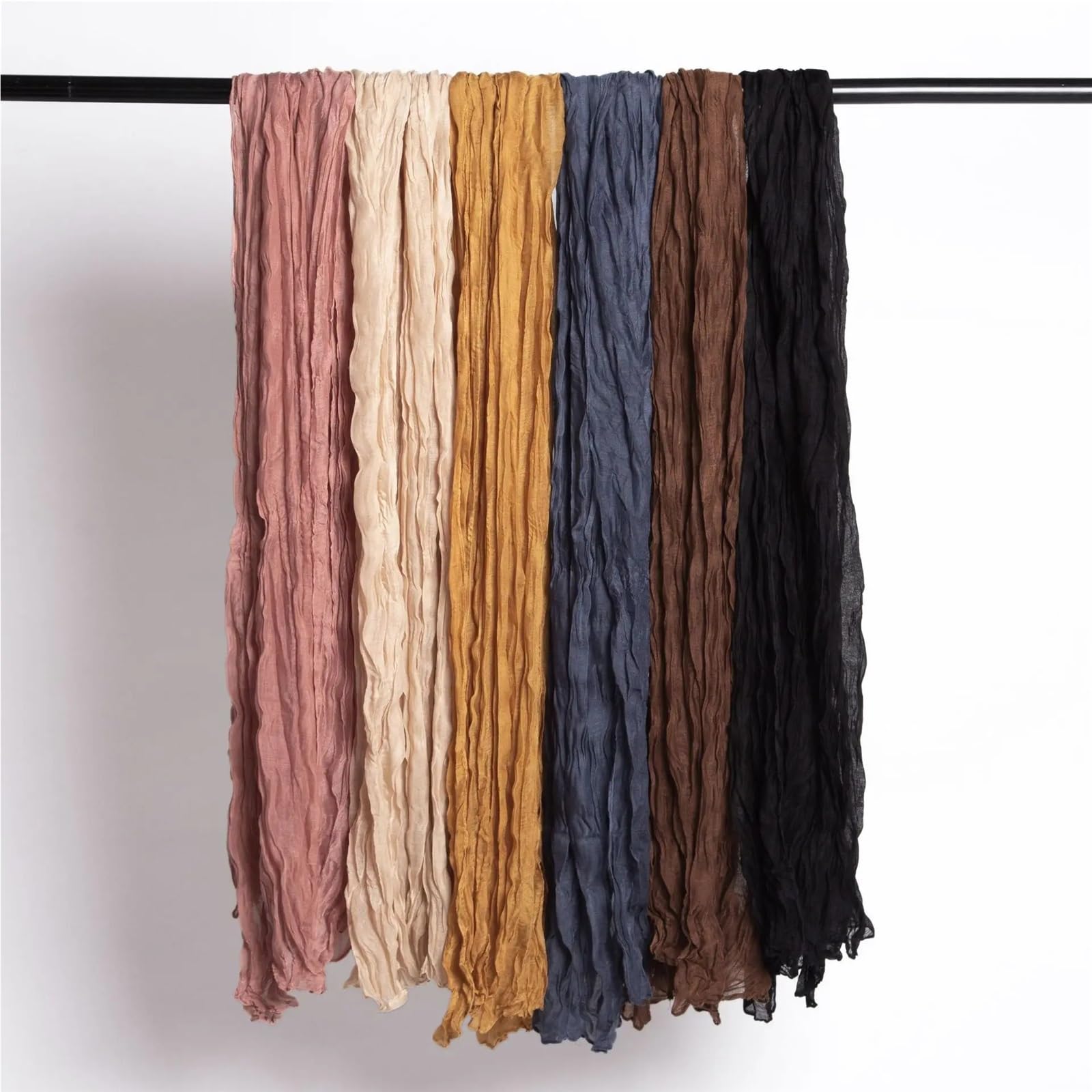 Sciarpa in Cotone e Lino Sciarpa scialle vintage plissettata in lino di cotone da donna avvolgente lunga pieghevole viaggio estiva spiaggia leggera unisex