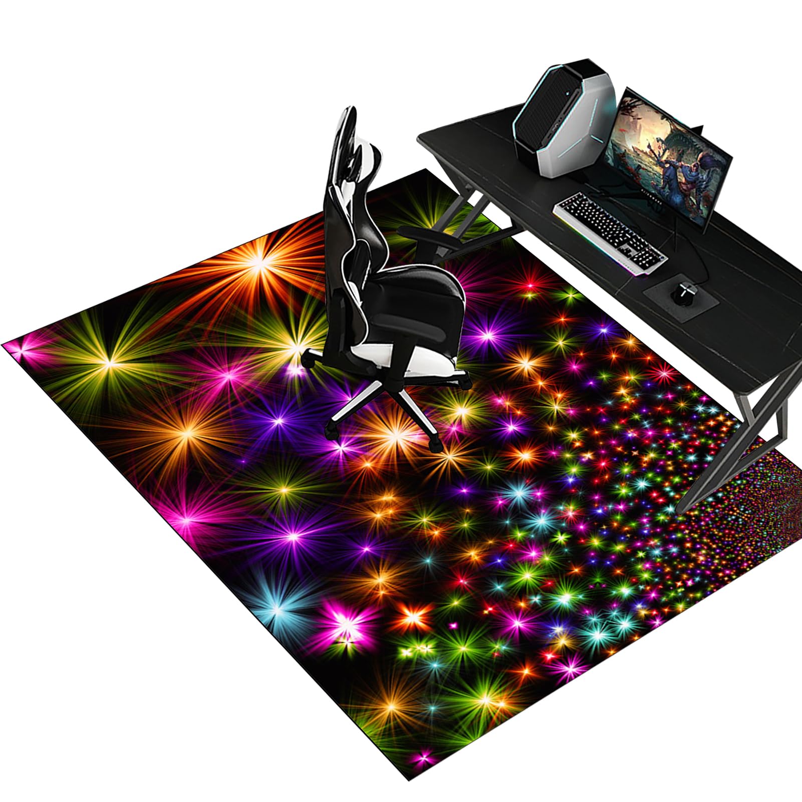 Fzamudng Office Chair Mat, Non-slip Carpet Protector Chair Mat, Gaming Chair Mat for Desks, Office and Home, Carpet Chair Mats, Protects Floors for Low and No Pile Carpeted Floors 130 x 150 cm