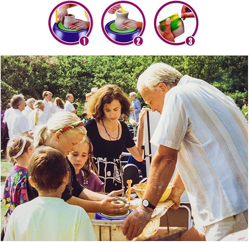 Miniatura 4 de IAMGlobal Rueda de cerámica, estudio de cerámica con delantal, actividad artesanal con calcomanías, estudio de artista, máquina de cerámica con