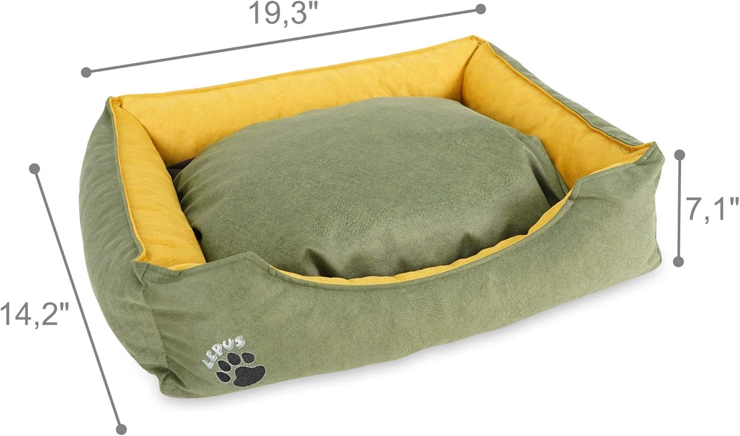SUSSEXHOME Pets 19.3 x 14.2 x 7 Inches Washable Dog Bed for Small Dogs - Durable Waterproof Sofa Dog Bed with Sides - (Green)