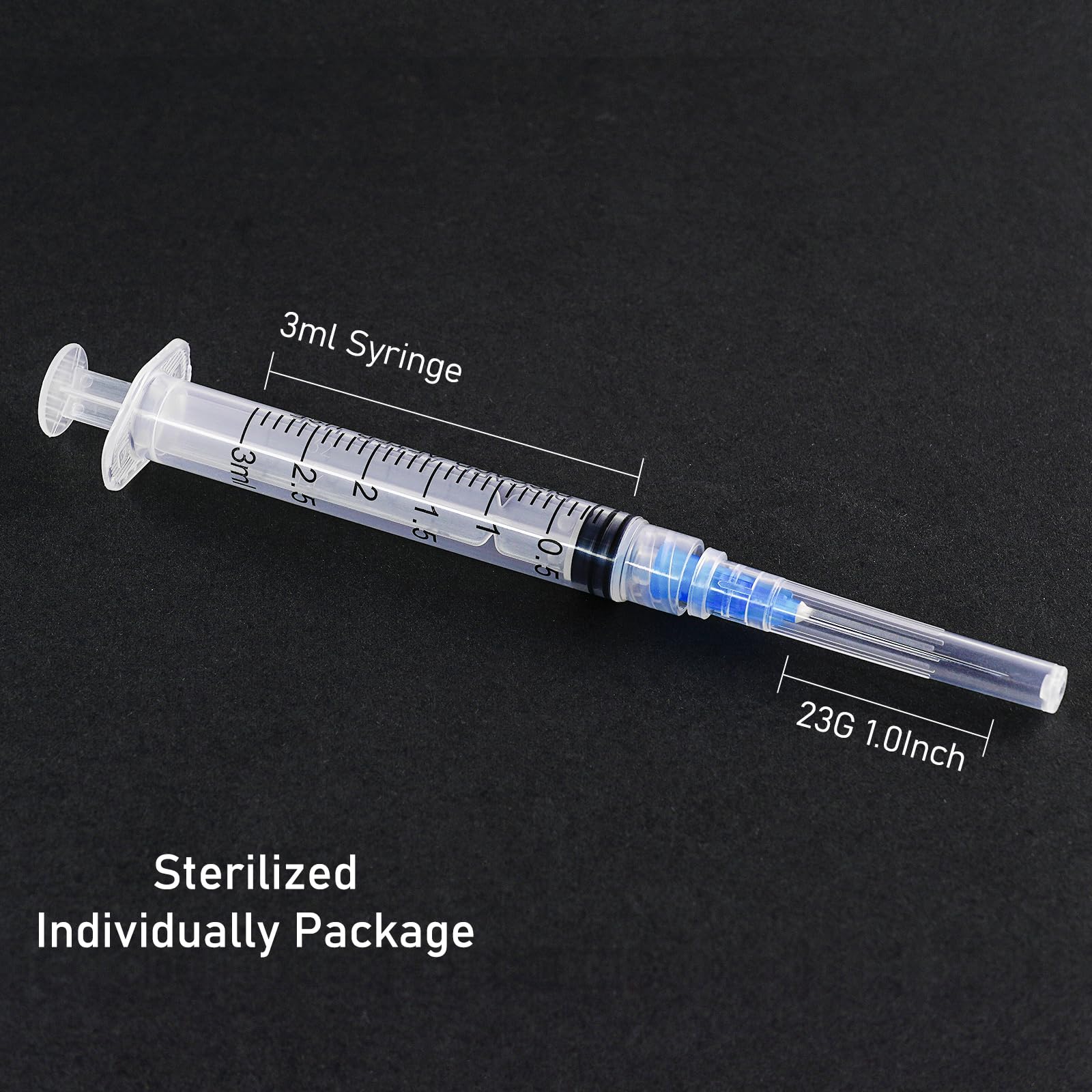 3m/cc Syringe with 23Ga 1.0 Inch Lab Supplies, Individual Package Pack of 20